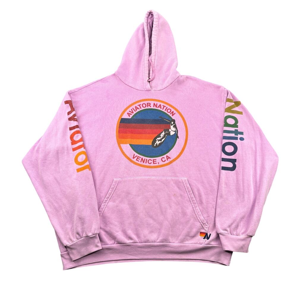 Aviator Nation Venice CA Logo Hoodie Unisex XL Retro Loungewear California